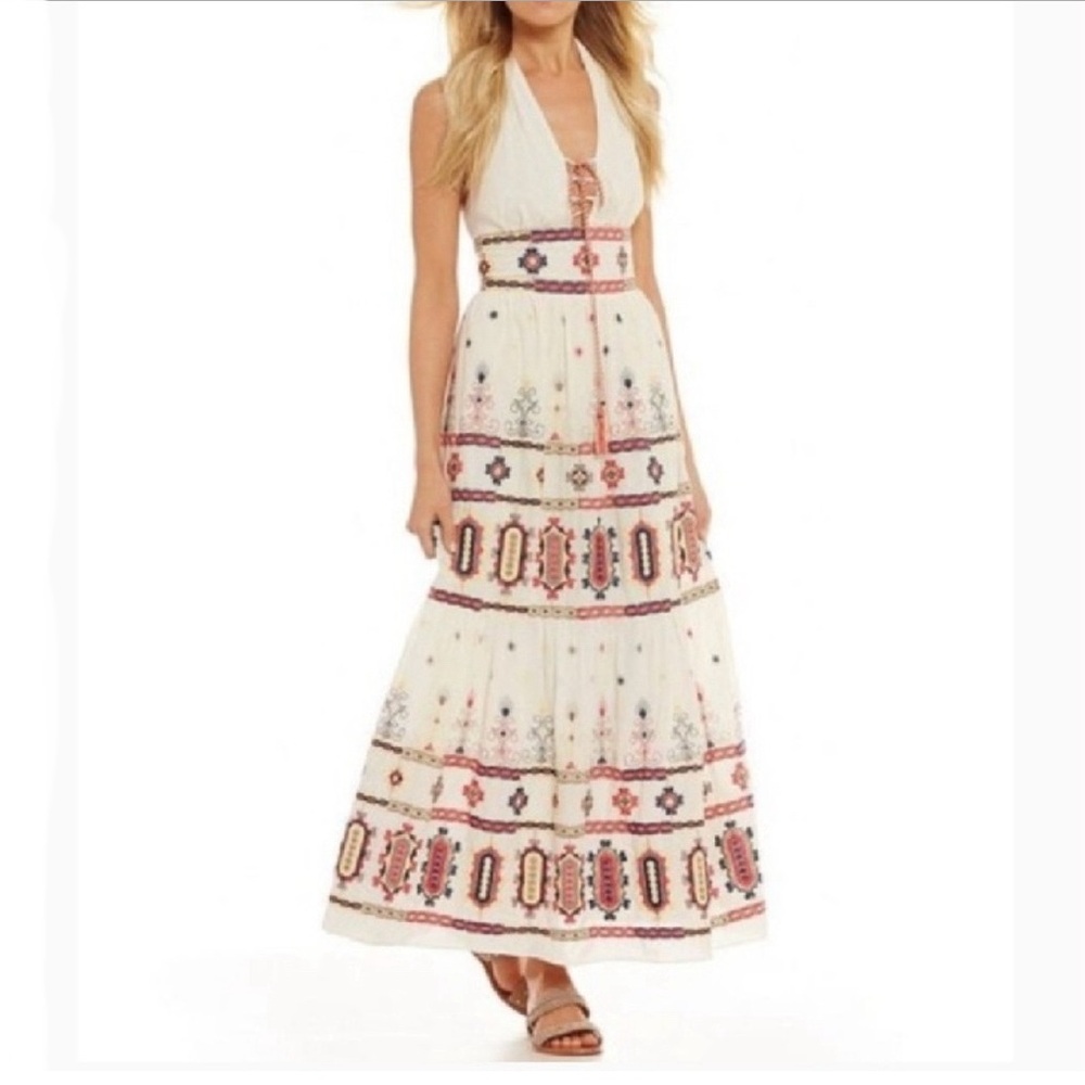 Chelsea & Violet Cream and Red Maxi Dress